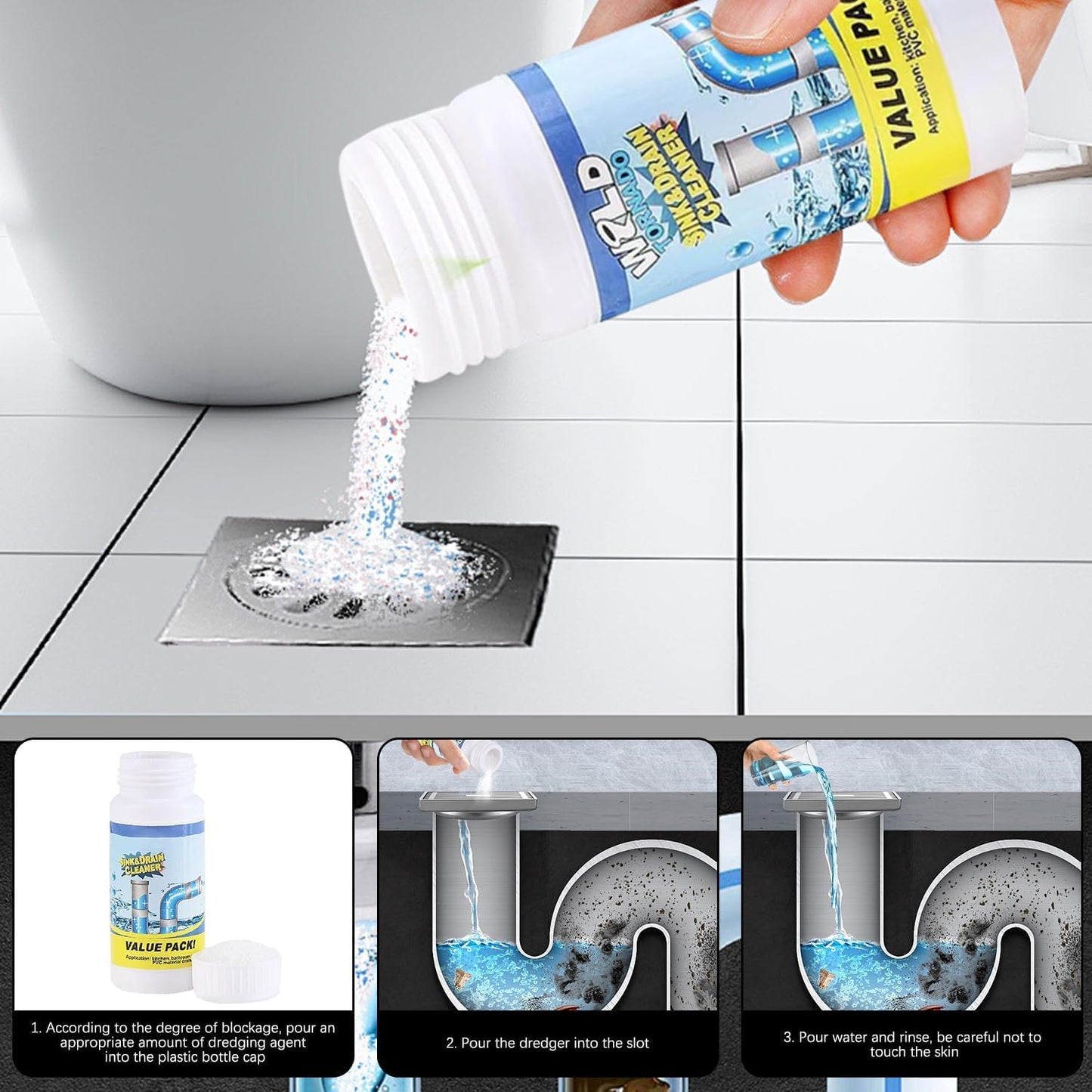 Wild Tornado Sink & Drain Cleaner Powder - Pipeline Dredging Agent