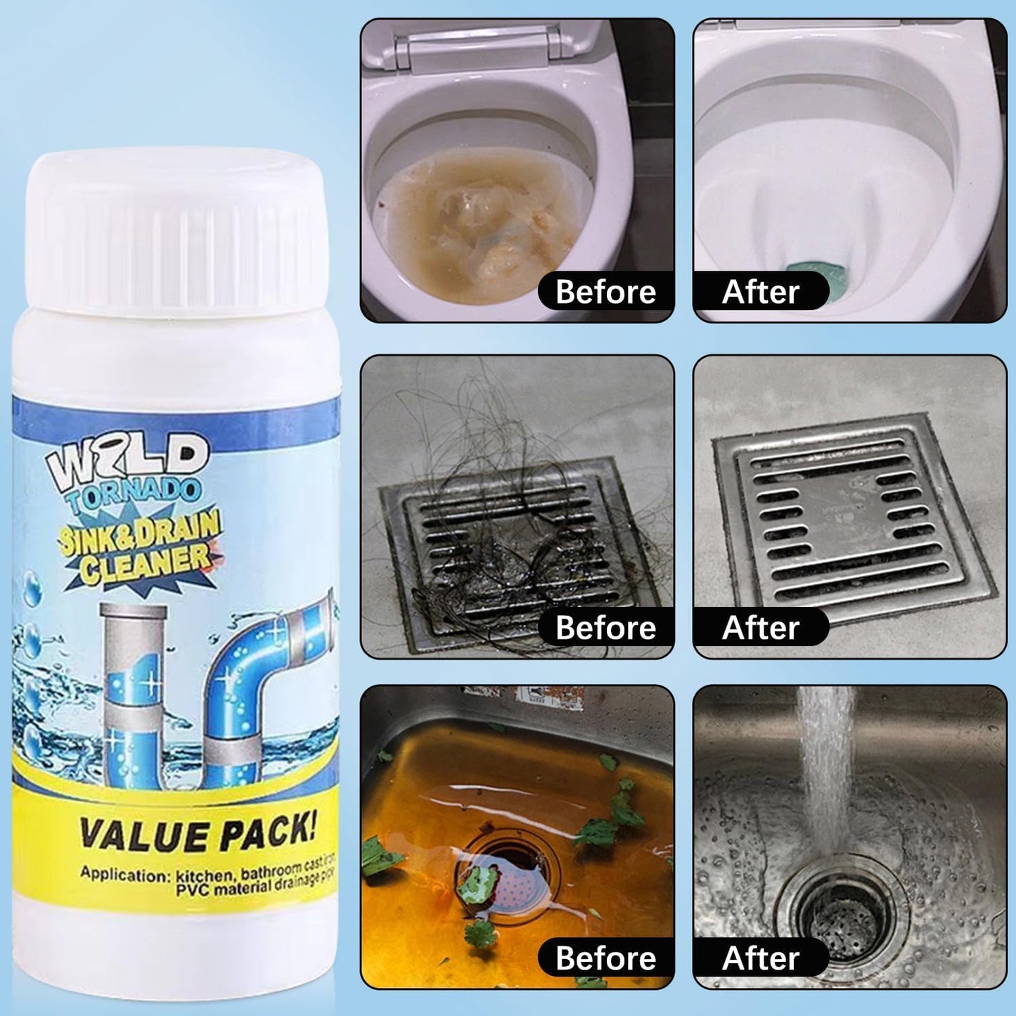 Wild Tornado Sink & Drain Cleaner Powder - Pipeline Dredging Agent